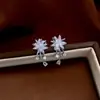 Pendientes Colgantes de Flor de Cristal Aguja de Plata, Pendientes de Botón Vintage Retro, Pendientes de Lujo Ligero de Gama Alta para Mujer, Estilo de Nicho