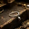 Plata de ley S925, anillo abierto moderno y minimalista con pequeñas piedras redondas, exquisito diseño estilo coreano, joyería de plata de ley para mujer