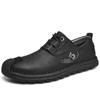 Sapatos Masculinos de Couro Populares Transfronteiriços da Amazon com Cadarço Antiderrapantes Resistentes ao Desgaste Solado Macio Sapatos Casuais Masculinos Sapatos de Pai Tamanho Grande 4748