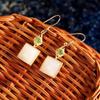 Brincos de moda elegantes e luxuosos leves, prata esterlina s925, brincos de jade branco Hetian banhados a ouro para mulheres