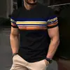 Europa Transfronteriza Verano Nuevo Venta Caliente Rayas Impresión Digital 3D Casual Diario Moda Tendencia Camiseta de Manga Corta para Hombre