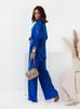 2022 Otoño e invierno transfronterizos europeos y americanos INS Nueva camisa de manga larga suelta con arrugas elásticas pantalones de pierna ancha traje casual para mujeres