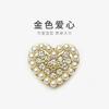 Botón Metálico Corazón de Melocotón Botón Corazón de Diamante y Perla Botón Corazón Botón Dorado de Amor Hebilla Decorativa para Blusa Chaqueta Cárdigan de Mujer
