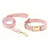 Directo de fábrica, en stock, juego de collar y correa de terciopelo para mascotas transfronterizo para perros y gatos pequeños y medianos, personalizable con logo