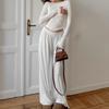 Conjunto de Pijama de Punto Blanco Cómodo Agradable a la Piel Manga Larga Pantalón Largo 2026 Europeo y Americano Otoño Venta al por Mayor Transfronteriza Ropa de Casa para Mujer
