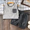 Traje de Chaleco Retro Estilo Western para Niños de Verano Moda Sin Mangas Estilo Nacional Conjunto Delgado de Dos Piezas para Niños y Niñas Pequeños y Medianos