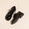 Mocassins Espessos de Couro com Duas Camadas, Sapatos de Plataforma com Cadarço, Sapatos Pequenos de Couro Estilo Britânico College, Sapatos de Salto Único com Solado Macio e Forro de Lã para Mulheres