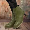 Novas Botas Curtas de Outono e Inverno Femininas Botas Romanas Retro com Cadarço Botas Martin com Salto Médio Grosso 40-48 Tamanho Grande Botas de Comércio Exterior