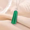 Pingente Yiluyin em Prata de Lei S925 com Calcedônia Verde, Simples e Versátil, Design Geométrico Moderno, Pingente de Prata Estilo Sem Preocupações