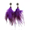 Pendientes Bohemios Europeos y Americanos Transfronterizos de Plumas Diseño de Nicho Retro Exagerados de Gama Alta Estilo Étnico Otoño e Invierno