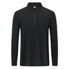 Camisa tipo polo de manga larga, peso pesado, con cremallera media y cuello alto, de lyocell mercerizado de doble cara para primavera y otoño, con logo impreso personalizado, en stock