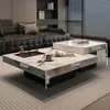 Mesa de Centro Minimalista de Pedra Estilo Italiano, Móveis Modernos de Luxo Leve para Sala de Estar, Combinação Quadrada de Pequeno Apartamento de Alto Padrão Sofá Lawrence