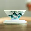 Taza de Té Azul y Blanco Yuerui, Taza Pintada a Mano, Taza de Té Kung Fu de Alta Gama, Color Bajo Esmalte, Forma de Campana de Loto para el Hogar, Taza de Cata de Té de Alto Valor