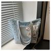 Costura de Laço Casual 2025 Nova Cor Pura Estilo Roupa de Trabalho Grande Capacidade Acessível Luxo Textura de Seda Bolsa de Ombro para Mulheres
