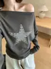Una Cucharada de Dulzura [Suya] Top Asimétrico con Estrellas en el Hombro, Nueva Colección Otoño 2026, Camiseta Casual de Manga Larga para Mujer