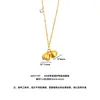 Cadena de Cobre Chapada en Oro con Elegancia Suave Estilo Chino, Cadena para Clavícula con Colgante de Loto, Doble Colgante, Caqui y Vaina de Loto
