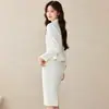 Atuendo profesional elegante, blazer de manga larga con cuello de traje pequeño, pantalones y falda para mujer, nuevo conjunto de dos piezas para venta al por mayor transfronteriza de otoño e invierno