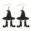 Halloween Chapéu de Bruxa Maligna Botas Design Brincos Pendentes Pretos Tempos Antigos Estilo Gótico Festival dos Fantasmas Joias de Orelha