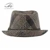 Chapéus Britânicos Retrô Xadrez de Outono e Inverno Novo Estilo para Homens, Chapéus de Lã Estilo Cavalheiro para Meia-Idade e Idosos, Chapéus Jazz Atacado