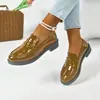 Zapatos Planos de Cuero Pequeños Estilo Británico Preppy con Suela Gruesa para Mujer 2025 Nuevo Primavera y Otoño Mocasines Slip-On Mary Jane Rosa