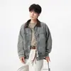 Chaqueta de Algodón Puro para Hombre Otoño Nueva Llegada Lavada Casual Tacto de Alta Gama Estilo Coreano para Hombre Top Chaqueta de Mezclilla Retro para Hombre