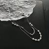 Collar de perlas de acero de titanio para mujer, nuevo, súper hada, doble capa, apilado, ligero, lujoso, cadena de clavícula, diseño de nicho, cadena para el cuello