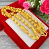 Collar de Oro de Arena Vietnamita para Hombre, Dominante, Nube Hueca, Columna Hexagonal, Doble Cabeza de Dragón, No se Desvanece por Mucho Tiempo, Estilo Caliente de Transmisión en Vivo