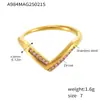 Anillo de acero inoxidable Xinyixin con forma de V, circonita 5A, apertura lateral, ajustable, para mujer, no se decolora