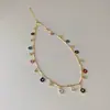 Colar Colorido de Pedras Naturais Suturadas para Mulheres, Design de Nicho Simples e Elegante, Moda de Alto Padrão, Corrente Versátil para Clavícula Atacado