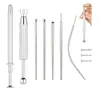 Acero Inoxidable 316 Aguja Guía Rosca Interna y Externa Pasador Guía Varilla Orejera Perforada Piercing de Labio Piercing de Lengua Herramienta Auxiliar DIY