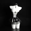Lemon Story Lencería Sexy Pequeño Diablo Sexy Femenino Negro Despegue Libre Uniforme de Cuero Patentado Vestido de Tentación 8082