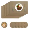 Jogo Americano Estilo Nórdico Padrão Couro PVC Couro Sintético Jogo Americano Estilo Ocidental Isolante Térmico Impermeável à Prova de Óleo Tapete Quadrado para Prato Tapete Espesso para Mesa