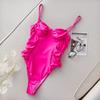 Traje de baño de una pieza sin mangas y sin tirantes para mujer 2026 Nuevo Color Sólido Fruncido Bandeau Triángulo Traje de baño Comercio Exterior Transfronterizo Aliexpress