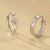 Brincos de Argola Assimétricos Estrela de Seis Pontas Personalizados em Prata de Lei S925 para Mulheres, Brincos Minimalistas Tendência de Nicho Europeu e Americano