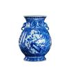 Vaso de Porcelana Azul e Branco Barriga Grande Jingdezhen Antigo Padrão de Flores e Pássaros Estilo Chinês Decorações de Estudo em Casa Casa de Chá Pousada Ornamentos