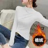 Camisa Base de Lã e Lã Grossa Peça Única Gola Alta Slim-fit Interior Nova Quente Roupa de Trabalho Manga Longa para Mulheres