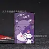 Encendedor de queroseno Kuromi de apariencia alta, celebridad de internet, encendedor lindo de dibujos animados, encendido por rueda de amolado, tapa abatible metálica, portátil