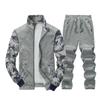Suéter de camuflagem novo tamanho europeu para jovens, masculino, primavera e outono, manga longa, conjunto esportivo casual, suéter de fleece, conjunto de duas peças