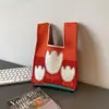 Bolsa de tricô bolsa de presente bolsa de presente atacado bolsa tote bolsa de lã lancheira bolsa portátil flores ins estilo fofo