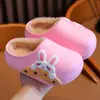 Pantuflas de algodón para niños y niñas, diseño lindo de dibujos animados, otoño e invierno, antideslizantes, impermeables, forradas de felpa, cálidas, para interiores, de suela suave, de algodón