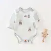 Body de Algodón Puro Antibacteriano Estilo Coreano Cuello Envolvente Triángulo para Bebé Temporada de Primavera y Otoño Traje de Una Pieza de Manga Larga para Bebé Mameluco