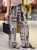 Pantalones Anchos de Seda Helada Estilo Nacional para Mujer, Verano 2026, Pantalones Delgados y con Caída de Lunares, Pantalones Casuales de Algodón Estampados de Pierna Recta Sueltos