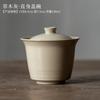 Tetera vintage hecha a mano para sentarse, pasto, madera, esmalte gris, tamaño pequeño, cerámica para el hogar, juego de té japonés kung fu, tetera individual