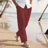 Calças Longas Masculinas 2025 Calças de Praia de Verão Cordão Cintura Elástica Reta Cor Sólida Confortável Moda Diária Streetwear