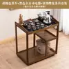 Estação de bar de chá com chaleira integrada, pequeno armário de chá de mesa, mesa de chá móvel, design moderno e simples
