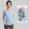 Blusa de Ropa de Yoga de Espalda Suelta y Hermosa, Ligera y Transpirable para Correr y Deportes de Manga Larga Sexy sin Espalda Color Contrastante Blusa Deportiva