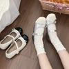 Zapatos de noche suaves con falda, pequeños zapatos plateados estilo fragante Mary Jane para mujer, zapatos planos de una sola capa con aumento de altura interior, zapatos de ballet para mujer