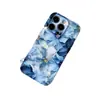Capa de celular floral com tinta azul, compatível com todos os modelos da Apple, um produto popular de comércio exterior, ultrafina, com sensação de metal nu e um design artístico