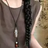 Colar com Borla de Folha de Ginkgo Estilo Chinês para Mulheres, Cordão com Design Vintage de Verão, Acessório de Corrente para Suéter, Decoração Versátil para o Dia a Dia