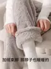 Pantalones cálidos cálidos forro polar coral más terciopelo engrosados talla grande pijama pantalones de maternidad otoño e invierno cálidos no apretados en el estómago pantalones casuales para mujeres embarazadas